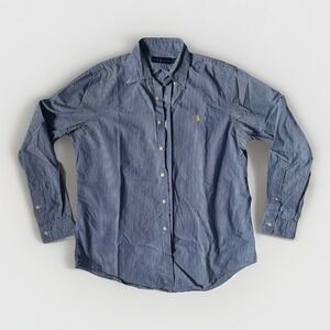 Ralph Lauren Polo Shirt Mens Large Blue White Checkered Button‎ Down Classic